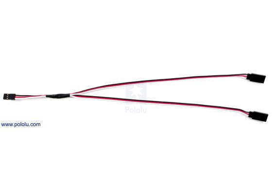 Servo Y splitter cable female &#8211; 2x male, fully extended.