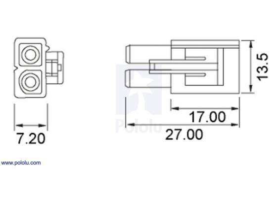 Female Tamiya plug dimensions (in mm).
