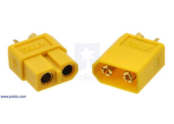 Yellow XT60 connector male-female pair.