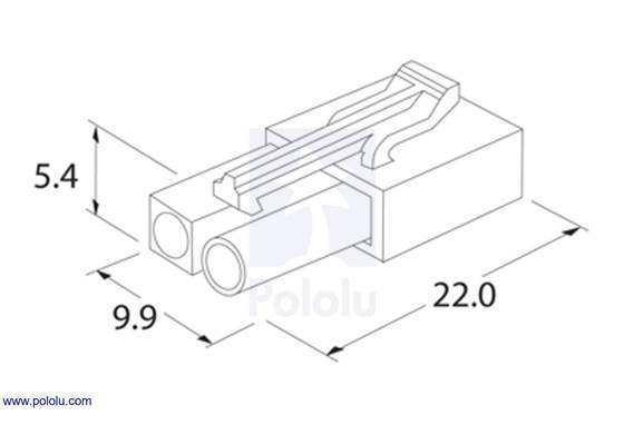 Female mini Tamiya plug dimensions (in mm).