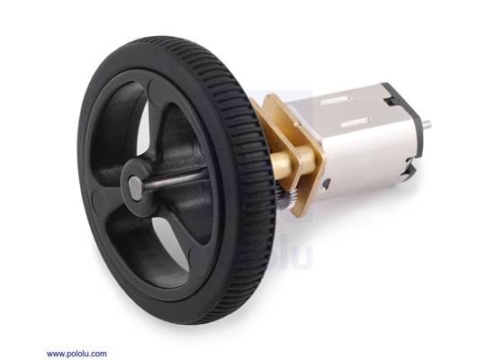 Pololu Wheel 32x7mm on a Micro Metal Gearmotor.