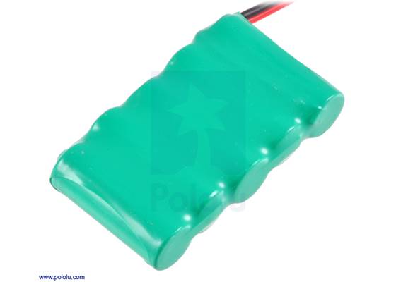 Rechargeable NiMH battery pack: 6.0 V, 350 mAh, 5&#215;1 2/3-AAA cells.