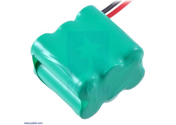 Rechargeable NiMH battery pack: 7.2 V, 350 mAh, 3&#215;2 2/3-AAA cells.