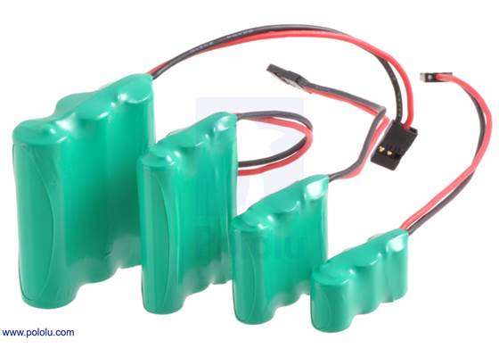 3-cell (3.6&nbsp;V) NiMH battery packs: AA, AAA, 2/3-AAA, and 1/3-AAA.