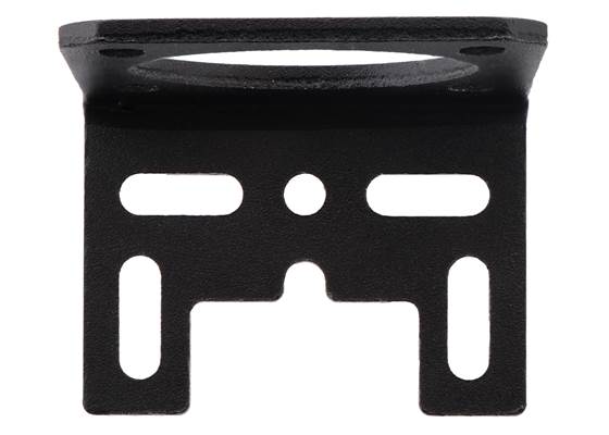 The slots and holes that can be used to mount the NEMA 14 stepper motor bracket to a surface.