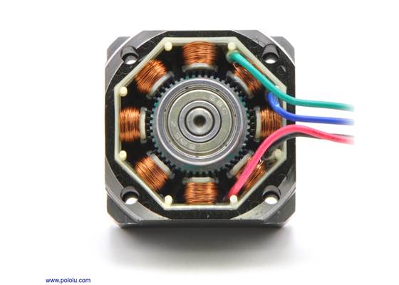 The inside of a bipolar stepper motor (SOYO NEMA 14-size).