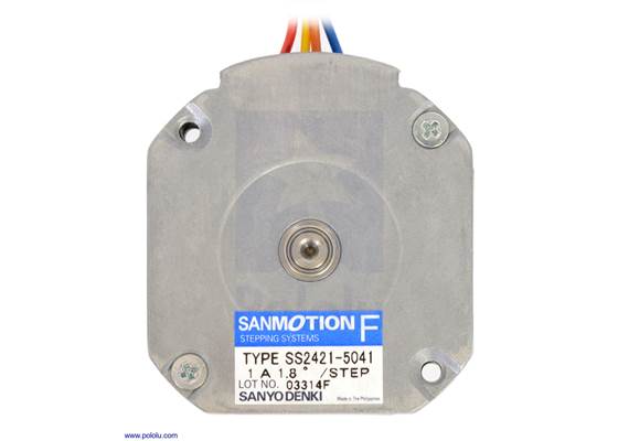 Bottom view of the 42x11.6mm Sanyo pancake stepper motor.