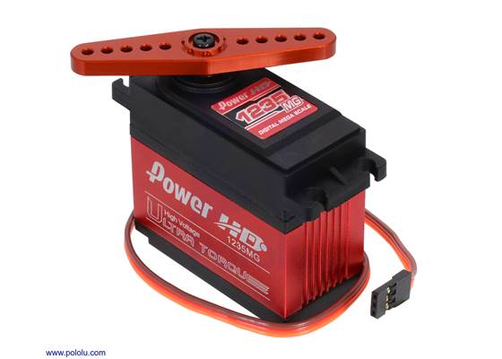 Metal servo horn on a Power HD giant servo HD-1235MG.