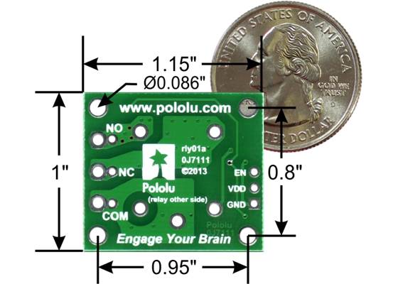 Pololu basic SPDT relay carrier with dimensions.