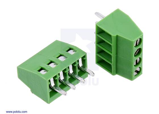 Screw Terminal Block: 4-Pin, 0.1″ Pitch, Side Entry (2-Pack)