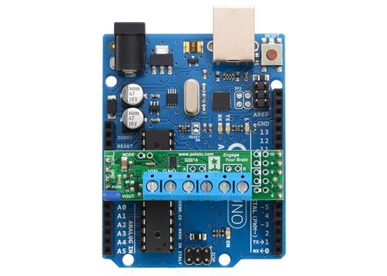 Pololu DRV8835 Dual Motor Driver Shield on an Arduino Uno. (2) (2)