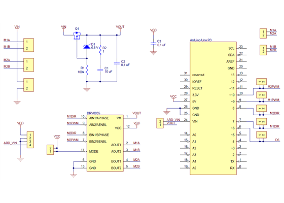 Pololu DRV8835 Dual Motor Driver Shield for Arduino schematic diagram.