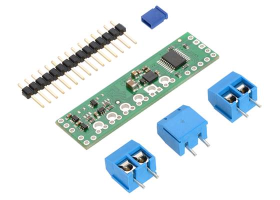 Pololu A4990 Dual Motor Driver Shield for Arduino with included hardware.