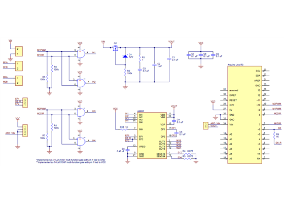 Pololu A4990 Dual Motor Driver Shield for Arduino schematic diagram.