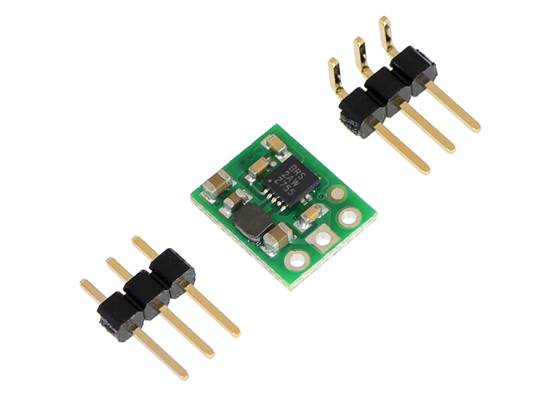 Pololu 3.3V step-up voltage regulator U1V10F3 with included optional header pins.