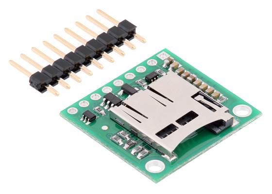 Breakout Board for microSD Card with 3.3V Regulator and Level Shifters with included header pins.