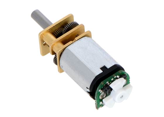 Installed Micro Metal Gearmotor reflective optical encoder with 5-tooth wheel.