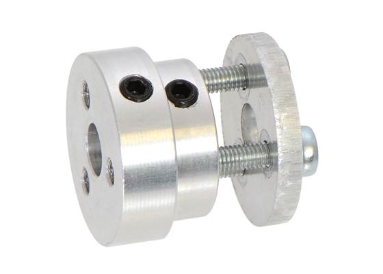 1/4&nbsp;inch scooter wheel adapter pieces assembled with the included hardware. (1)