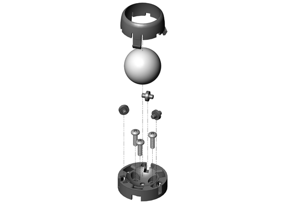 Assembling the Pololu Ball Caster with 1″ Plastic Ball and Plastic Rollers (screws not included).