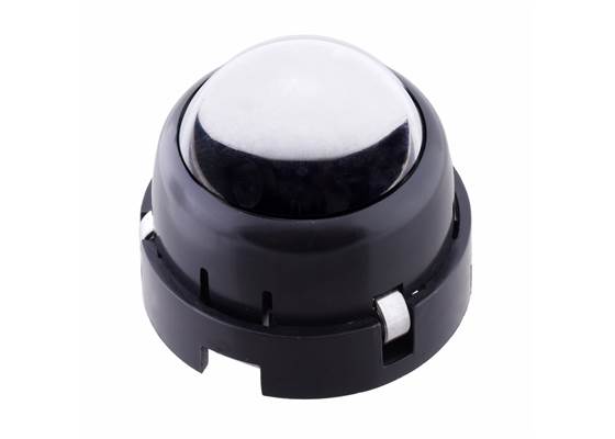 Pololu Ball Caster (item #2691) assembled with ball bearings and a metal ball (not included) .