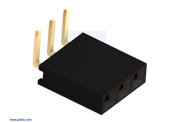 0.100" (2.54 mm) Female Header: 1×3-Pin, Right-Angle