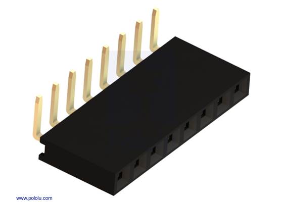0.100" (2.54 mm) Female Header: 1×8-Pin, Right-Angle
