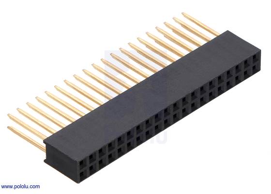 Stackable 0.100″ Female Header: 2&#215;20-pin, Straight.