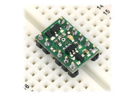 Pololu RC Switch with Small Low-Side MOSFET on a breadboard.