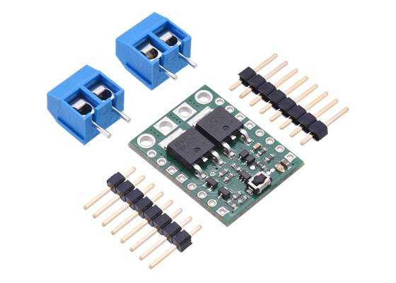 Big Pushbutton Power Switch with Reverse Voltage Protection, shown with included hardware.