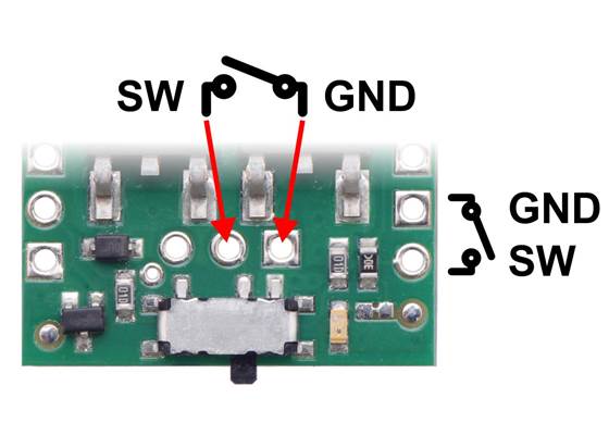 Connecting external switches to the Big MOSFET Slide Switch with Reverse Voltage Protection.