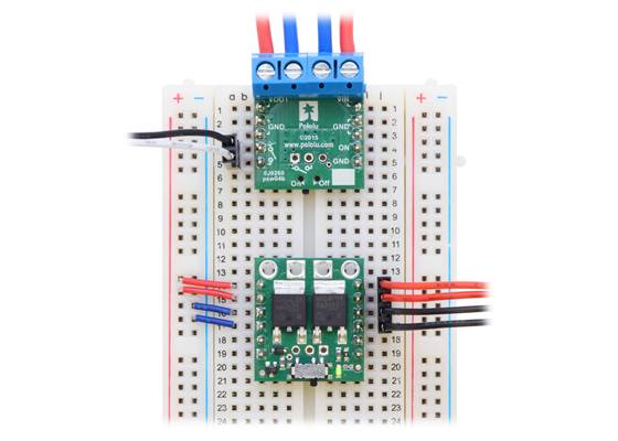 Big MOSFET Slide Switches showing two assembly options for use with a breadboard.