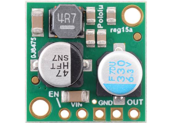 Pololu 2.5&nbsp;A Step-Down Voltage Regulator D24V25F5 (5&nbsp;V) or D24V25F3 (3.3&nbsp;V), top view.
