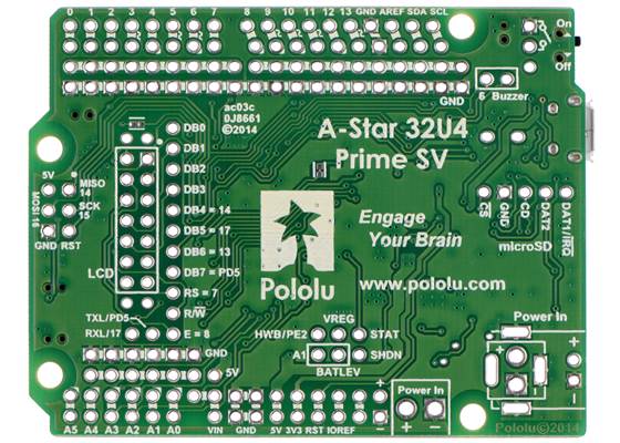 A-Star 32U4 Prime SV, bottom view.