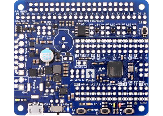 A-Star 32U4 Robot Controller LV with Raspberry Pi Bridge (SMT components only). (1)
