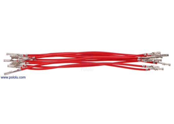 Wire with pre-crimped terminals 10-pack 3&quot; F-F red.