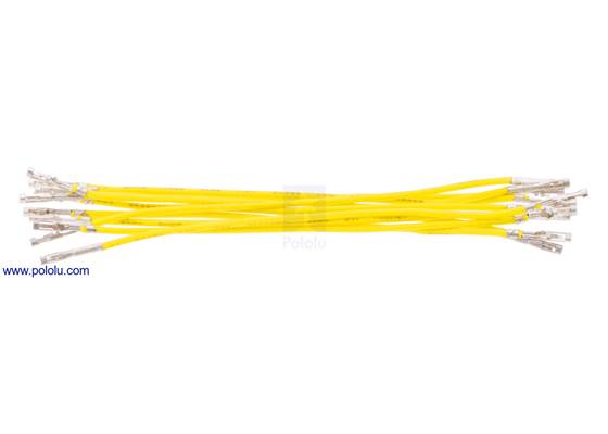 Wire with pre-crimped terminals 10-pack 3&quot; F-F yellow.