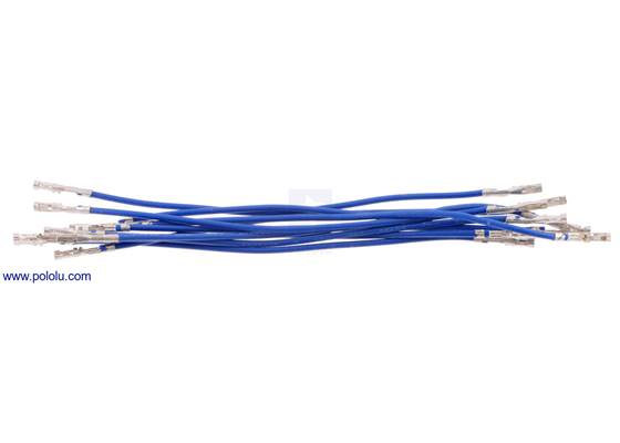 Wire with pre-crimped terminals 10-pack 3&quot; F-F blue.