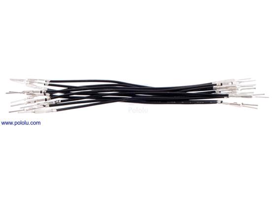 Wire with pre-crimped terminals 10-pack 3" M-M black.