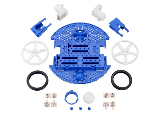 Contents of the Romi Chassis Kit &#8211; Blue.