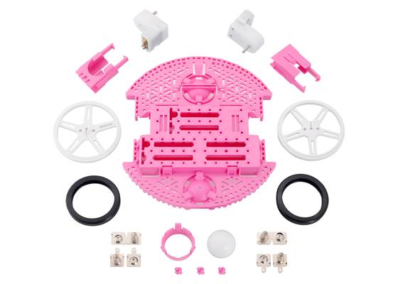 Contents of the Romi Chassis Kit &#8211; Pink.