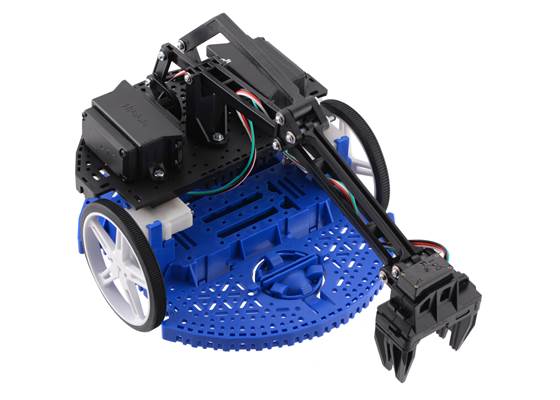 Romi arm with vertical gripper orientation installed on a Romi.