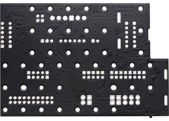 Motor Driver and Power Distribution Board for Romi Chassis, bottom view.