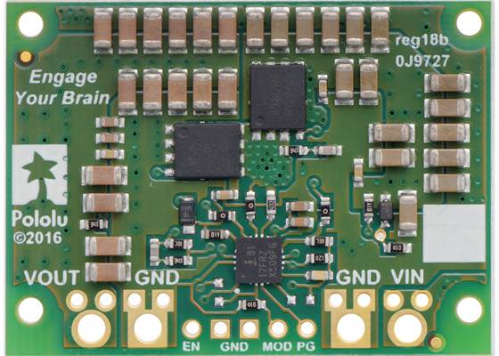 Pololu 7.5V, 15A Step-Down Voltage Regulator D24V150F7, bottom view.