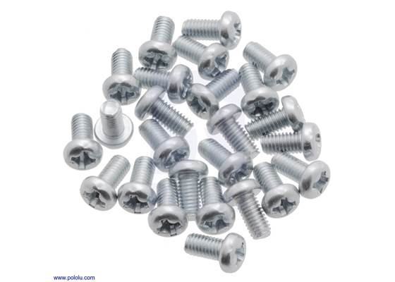 Machine Screw: M3, 6mm Length, Phillips (25-pack).