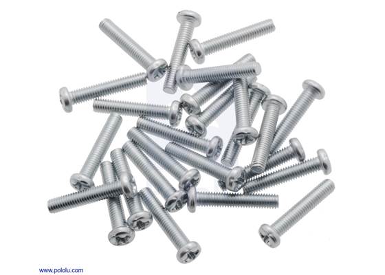 Machine Screw: M3, 16mm Length, Phillips (25-pack).