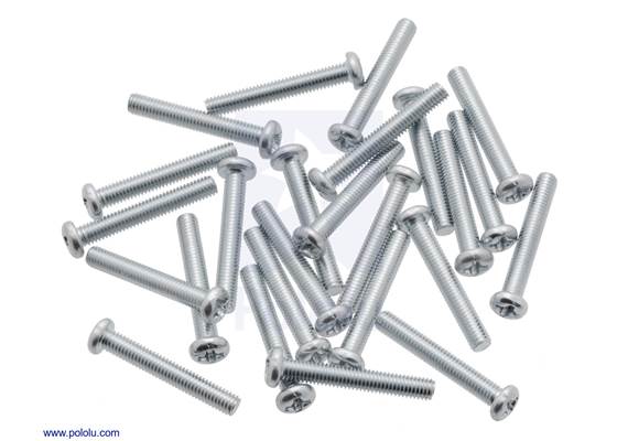 Machine Screw: M3, 20mm Length, Phillips (25-pack).