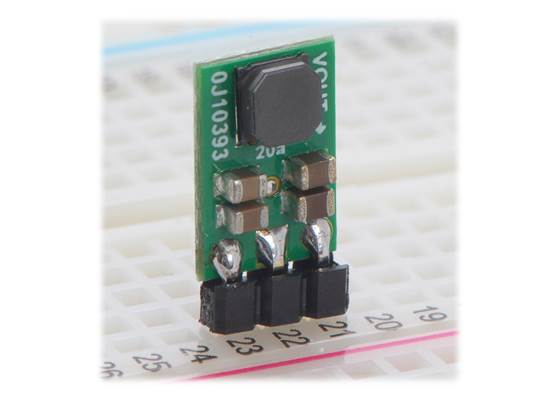 Pololu 5V Step-Up/Step-Down Voltage Regulator S9V11F5 in a solderless breadboard. (1)