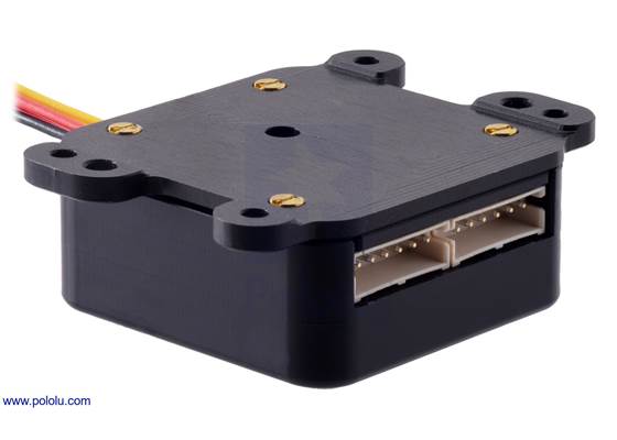 UM7 orientation sensor, bottom view showing option expansion headers and mounting holes.