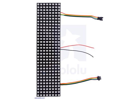 Addressable RGB 8&#215;32-LED Flexible Panel, 5V, 10mm Grid (APA102C or SK9822), top view.
