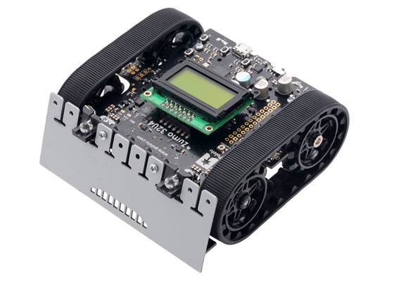 Zumo 32U4 robot with black sprockets.